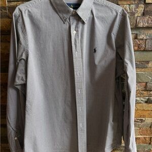 Men's Black and White Ralph Lauren Checkered Dress Shirt